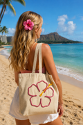 Pink Hibiscus Flower Tote Bag