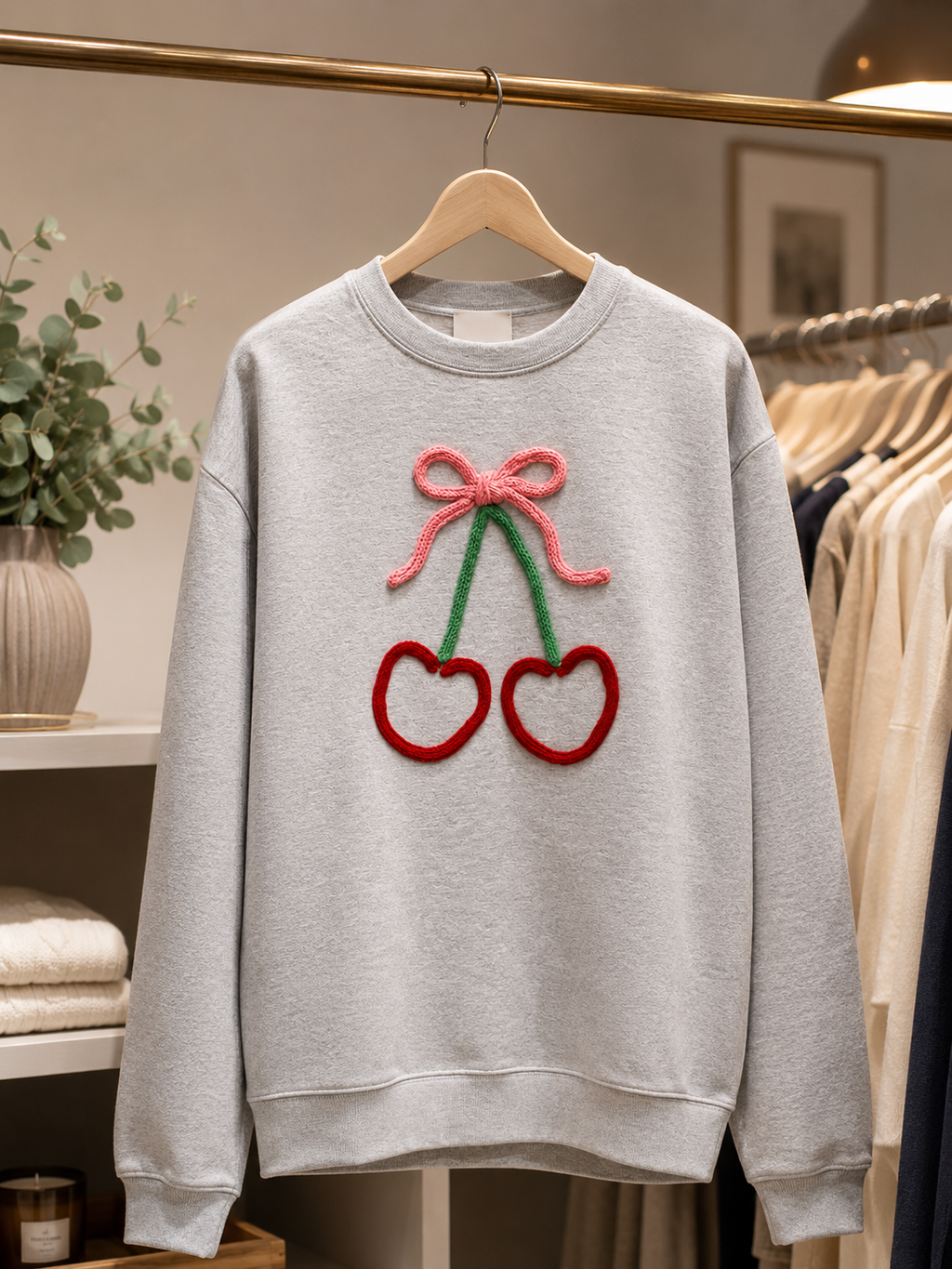 Adult Cherry Bow Sweatshirt