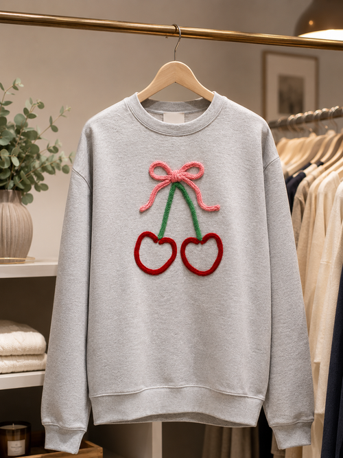 Adult Cherry Bow Sweatshirt