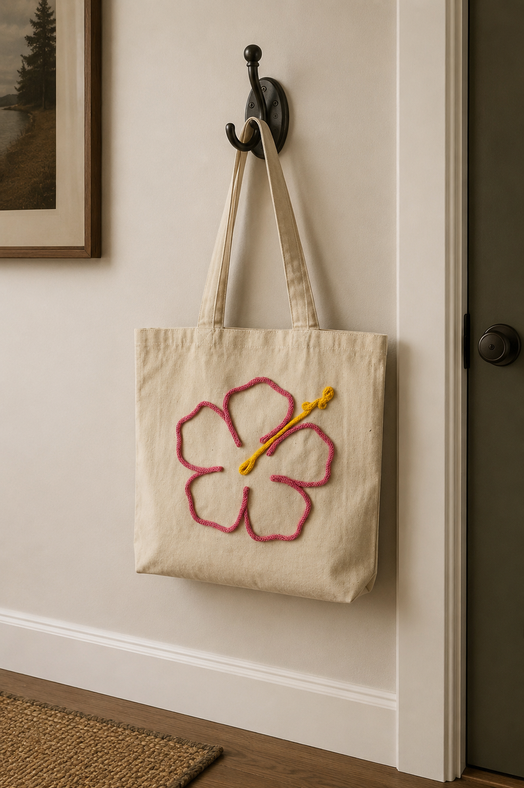 Pink Hibiscus Flower Tote Bag