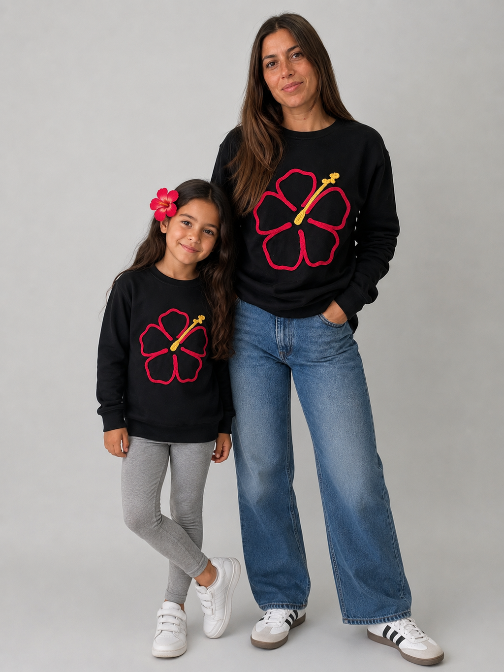 Kids pink hibiscus flower sweatshirt