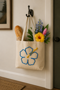 Blue Hibiscus Flower Tote Bag